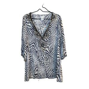 Soft Surroundings Lagenlook Medium Embroidered Beaded Boho Artsy Tunic